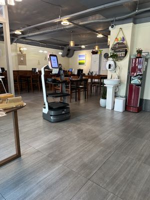 Robot delivery  at Vegan Kitchen - 비건 키친 in Seoul