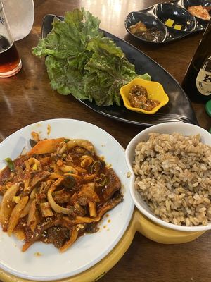 Beef meal tasty but spicy at Vegan Kitchen - 비건 키친 in Seoul