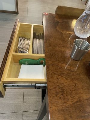 Cutlery in a drawer in the table at Vegan Kitchen - 비건 키친 in Seoul