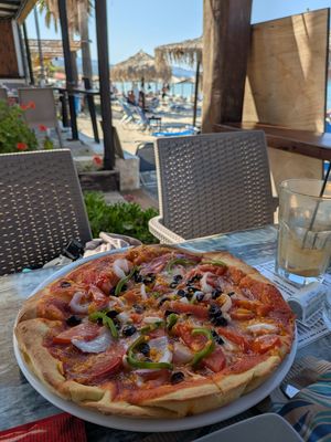 Vegan Greek pizza at Palm Tree   in Zakynthos