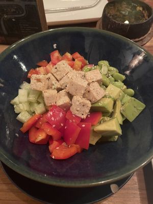 Tofu poke bowl  at Yuni Yupoun  in Luang Prabang