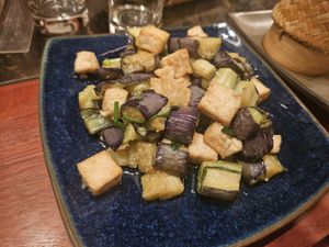 Tofu and eggplant at Yuni Yupoun  in Luang Prabang