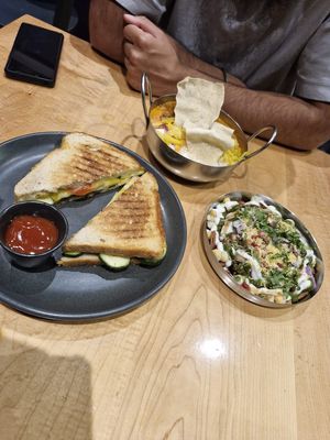 Veg Grilled Sandwich - Papdi Chaat - Paneer Makhani at Somewhere in Brum in Birmingham