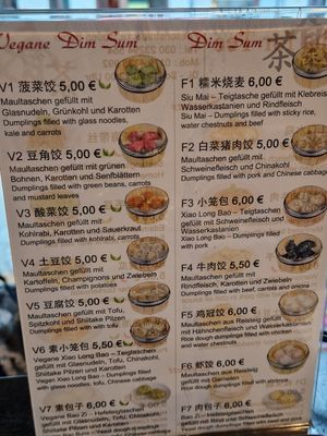 Menu at Cha for Tee in Berlin