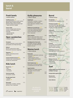 Huidige menu at Fort de Gagel in Utrecht