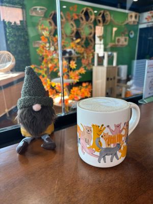 Salted caramel oat milk latte  at Aristocat Cafe in Harrisonburg