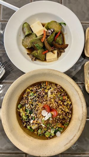 Top: Eggplant with tofu  at Samui Health Shop by Lamphu in Koh Samui