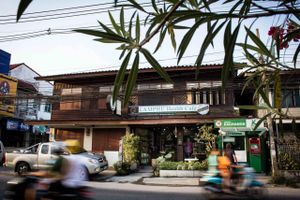 In front of the shop,across Tesco Lotus Lamai at Samui Health Shop by Lamphu in Koh Samui