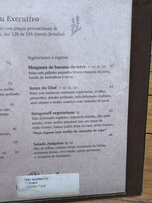Menu executivo  at Joaquina - Leme  in Rio De Janeiro