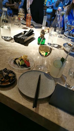 Smashed cucumbers och vegan sushi. 5-course vegan tasting menu. at Berns Asiatiska in Stockholm