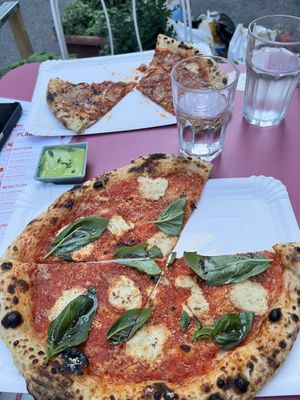 Vegan Margarita and Salami Pizza   at Planty Pizza in Vienna