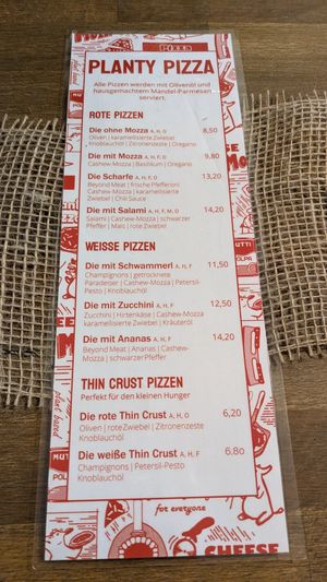 Planty menu at Planty Pizza in Vienna