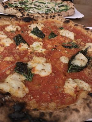 Cashew mozzarella pizza close up. Look at this beauty!  at Planty Pizza in Vienna