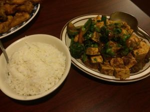 Veggies and tofu (vegan) at House of Tibet in Salt Lake City