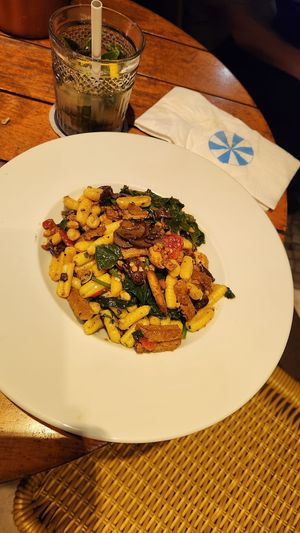 Cavatelli with smoked tofu, spinach and mushrooms   at Arp Bar de Praia in Rio De Janeiro