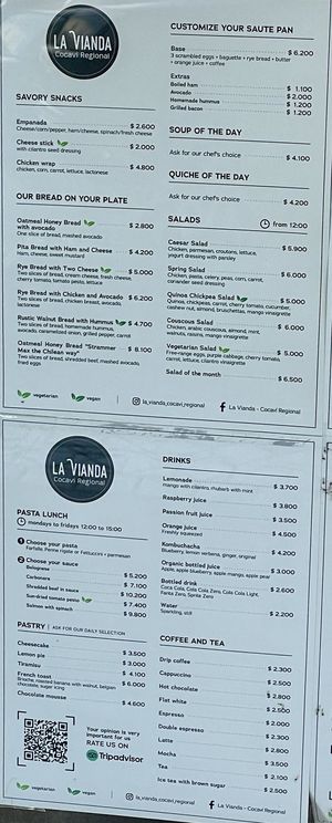 Vegan items clearly marked  at La Vianda in Punta Arenas