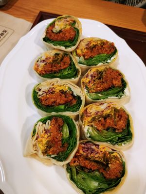 Spicy chicken burrito wrap at Veggie Chan - 베지찬 in Seoul