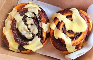 Cinnamon roll at Twelvemonth Bakehouse in Burlingame