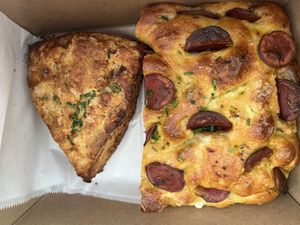 Scone and focaccia   at Twelvemonth Bakehouse in Burlingame