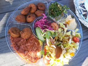 Veganized vegetarian platter at BaBa Gannouj in Campbell River