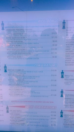 Leaf symbol means vegan at Sushi Groove in Salt Lake City