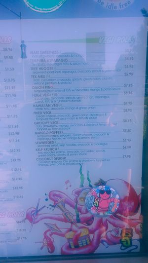 Leaf symbol means vegan at Sushi Groove in Salt Lake City