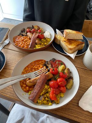 Two Breakfast Plates at The Pie Box Cafe in Cardiff