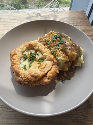 Chickn & leek pie with mash  at The Pie Box Cafe in Cardiff