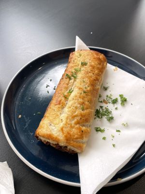 Vegan sausage roll  at The Pie Box Cafe in Cardiff