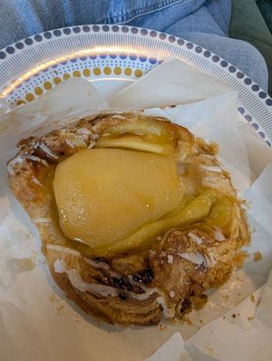 Pear and custard pastry. at The Pie Box Cafe in Cardiff