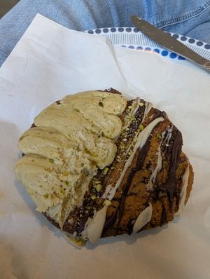 Pistachio and chocolate cookie. at The Pie Box Cafe in Cardiff