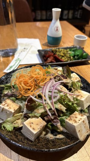 Avo & tofu salad with Japanese Pickles in the background  at Kura Kura Japanese Dining in Haymarket