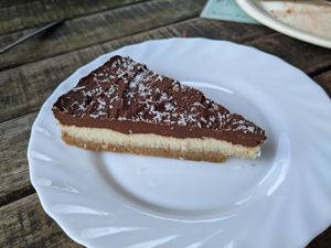 Coconut chocolate cake (vegan) at De Carolinahoeve in De Steeg