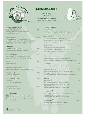 Menu at De Carolinahoeve in De Steeg