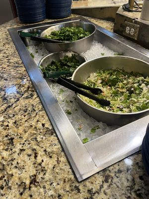 Salad bar options  at Butter Churn Restaurant in Aransas Pass