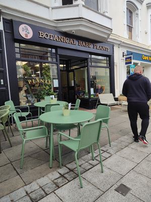 Outdoor seating available at Botanical Babe Plants in Llandudno