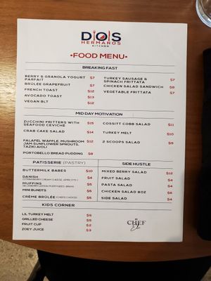 Menu at Dos Hermanos Kitchen in Memphis