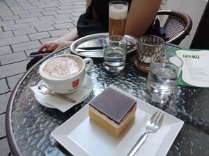 Chai, coffee and traditional Slovakian cake at VegaNana in Bratislava
