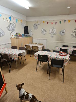Inside seating (will be redecorated soon!) at Southlands Community Cafe in West Drayton