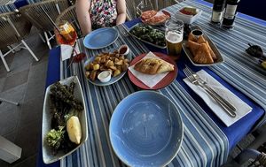 Vegan Tapas such as Asparagus and Patatas brava   at Mar de Tapas in Gran Canaria