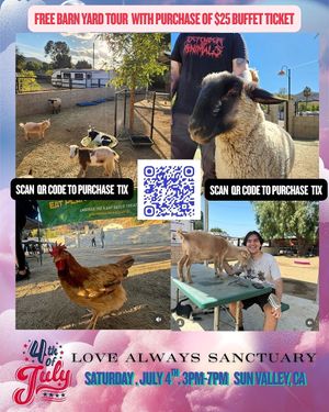 $25 BBQ Dinner Buffet with Free entry into barnyard to visit the rescued farm animals.  Prices will increase soon. at Leaf Over Beef in Studio City