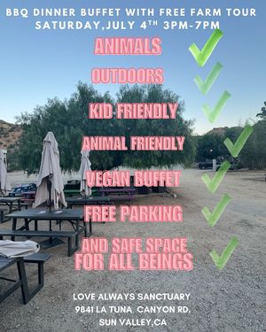 $25 BBQ Dinner Buffet with Free entry into barnyard to visit the rescued farm animals.  Prices will increase soon. at Leaf Over Beef in Studio City