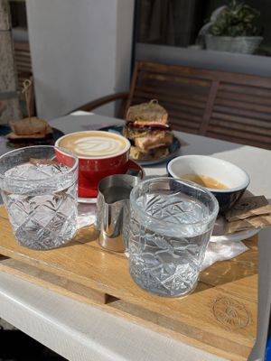 Lungo and cappuccino with pea milk  at Kultury Coffee in Partizanske