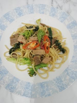 Drunken fried spaghetti at Vegan House Pattaya in Pattaya