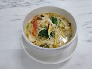 Tom yum mixed mushroom 109bath at Vegan House Pattaya in Pattaya