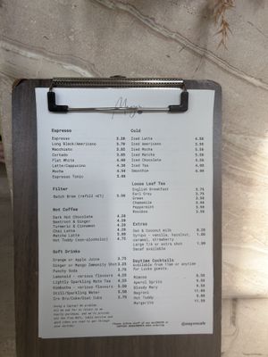 Drinks menu  at Mayvn in Edinburgh