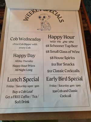 Current menu which changes seasonally at The Lost Souls in Cooks Hill