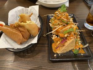 Corn spring rolls and stuffed tofu   at Madam Woo  in Queenstown