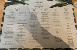 The menu  at Tiger Rock  in Liverpool