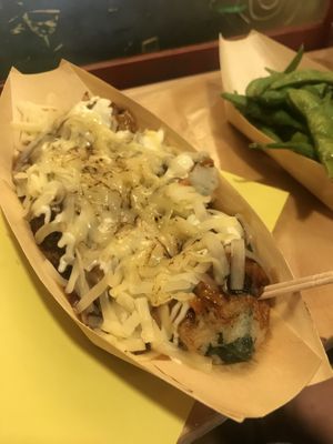 Takoyaki with cheese (this one is not the vegan type)  at OKO Takoyaki in Osaka